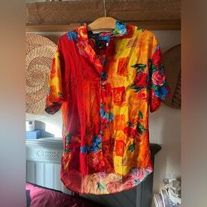 Vintage Jams World Shirt Mens S Multicolor Rayon Hawaiian Aloha Made USA small